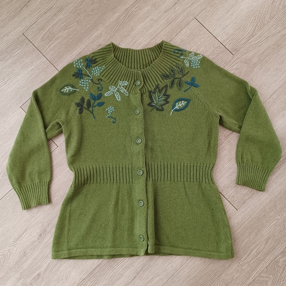 Architect Embroidered Cotton Wool Blend Button Down Cardigan Sweater - Picture 14 of 14